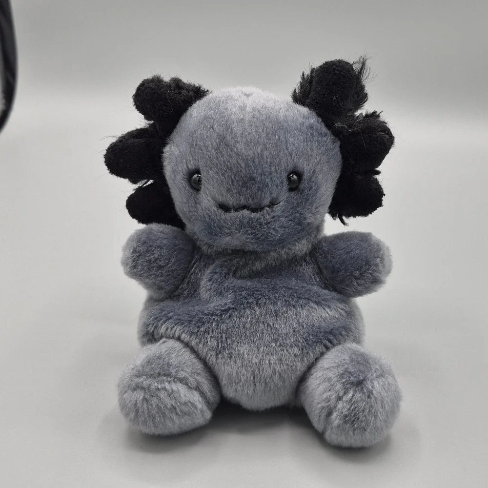 Palm Pals Aurora Alister Axolotl Gray Black Plush Stuffed Animal Toy 5 inch